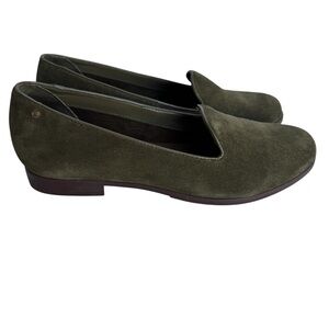 GH Bass & Co Lucille Suede Slide On Loafer Womens 9 Moss Green Flats Leather EUC